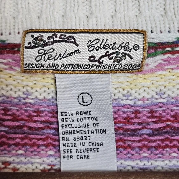 Vintage Heirloom Collectibles 2004 Colorful Zip Front Sweater Size Large - Picture 5 of 11